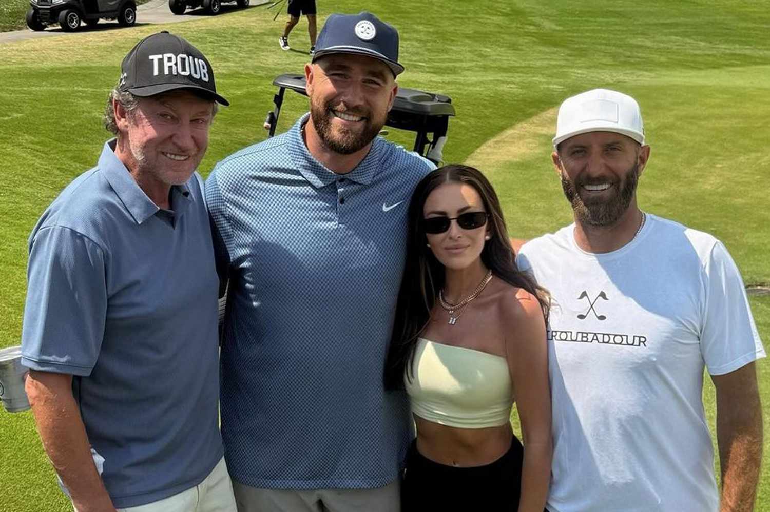 Travis Kelce Hits the Links with Hockey Legend Wayne Gretzky, Paulina Gretzky and Pro Golfer Dustin Johnson on Father's Day